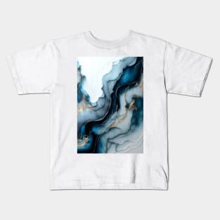 Deep Ocean Waves - Abstract Alcohol Ink Resin Art Kids T-Shirt